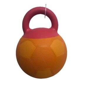 Leaps & Bounds Orange Soccer Ball Dog Toy with Handle, Medium